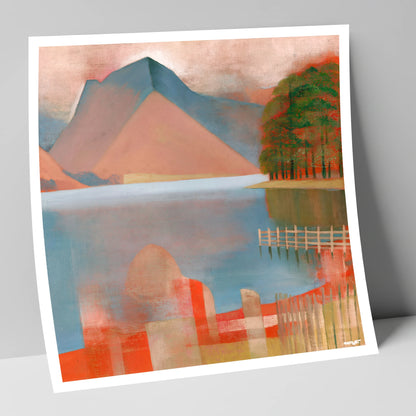 Buttermere in Warm Terracotta lake district lake art print