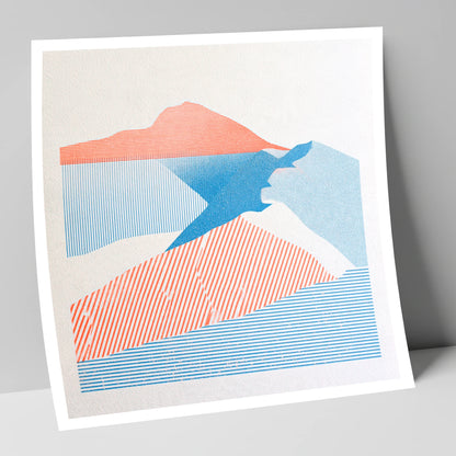 Helvellyn in Coral and Blue lake district fell art print