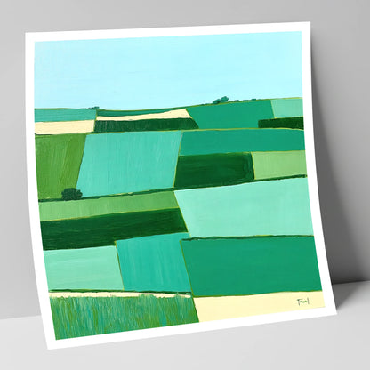 Green Patchwork Dale Fields lake district valley art print