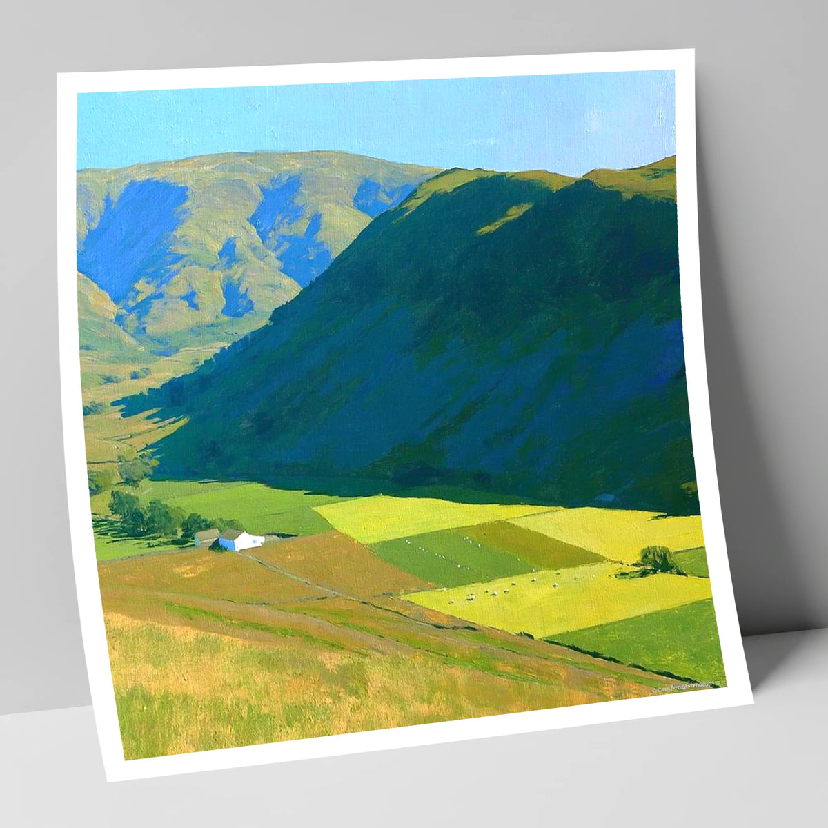 Sunlit Fields Below Steel Knotts lake district fell art print