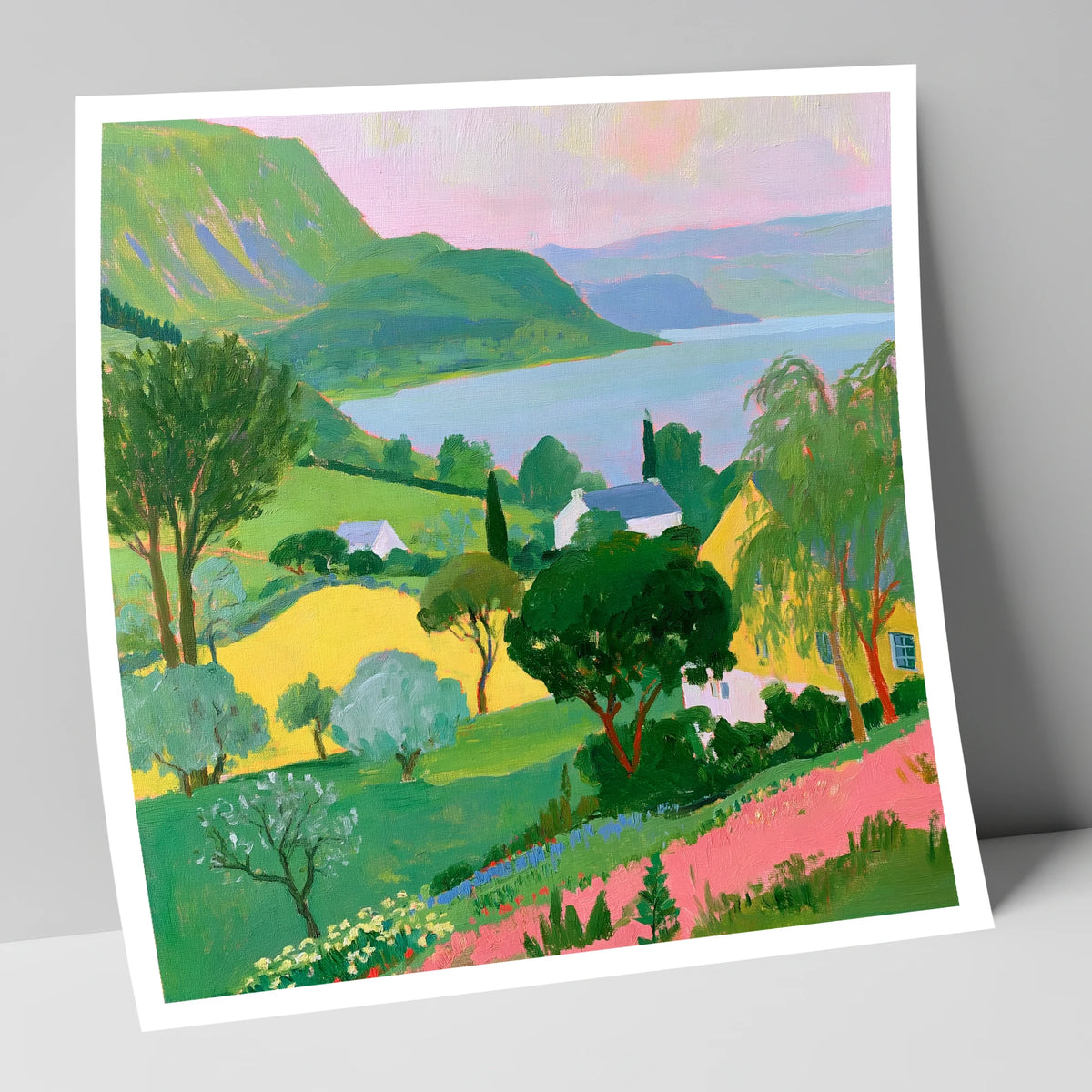 Vibrant Summer Lake and Fells lake district lake art print