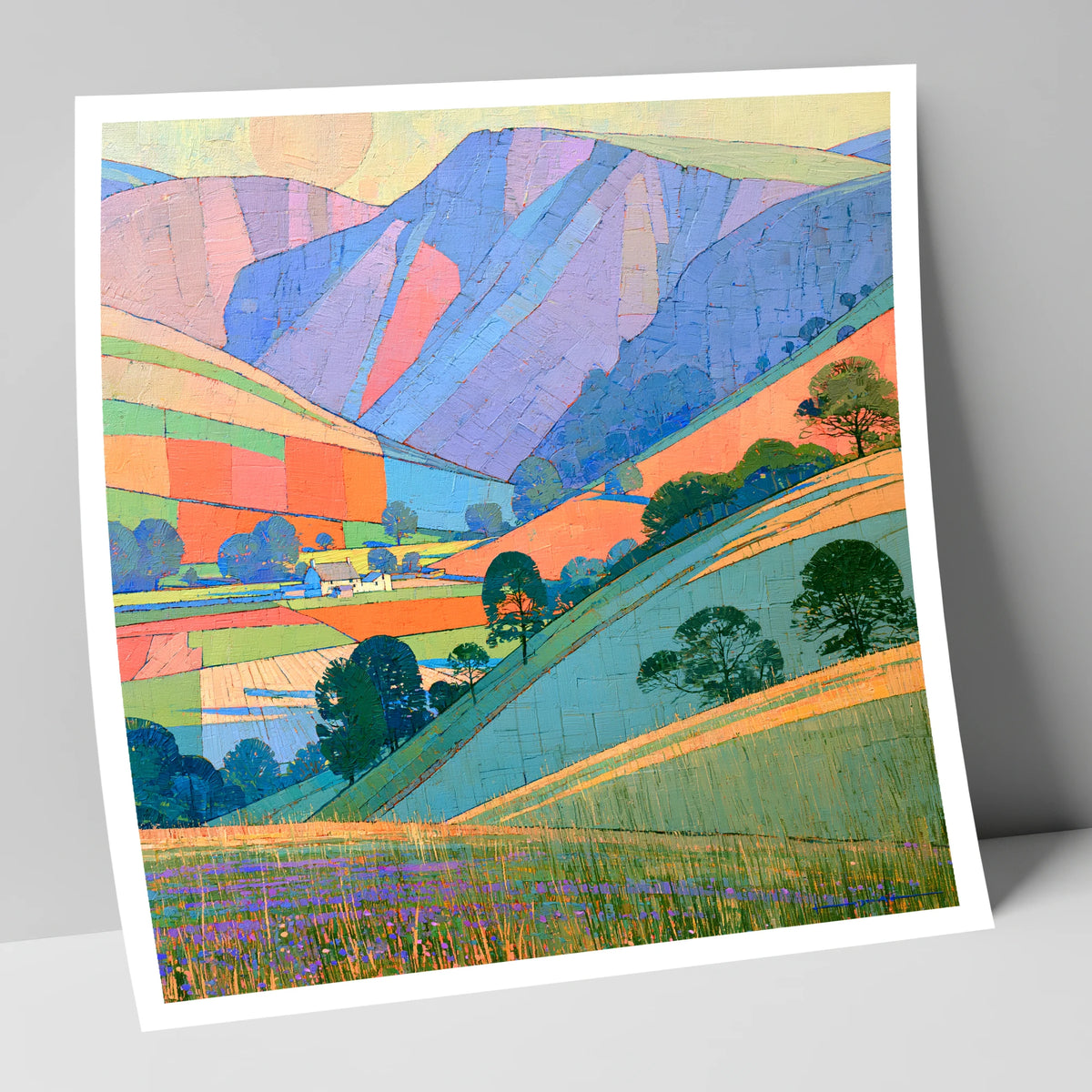 Vibrant Patchwork Fells at Evening lake district sky art print
