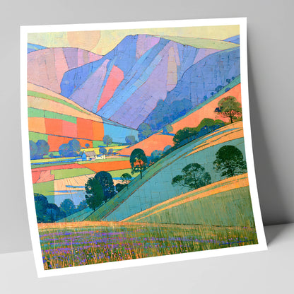 Vibrant Patchwork Fells at Evening lake district sky art print