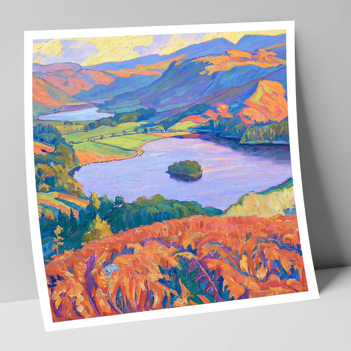 Vibrant Bracken Over Grasmere lake district lake art print