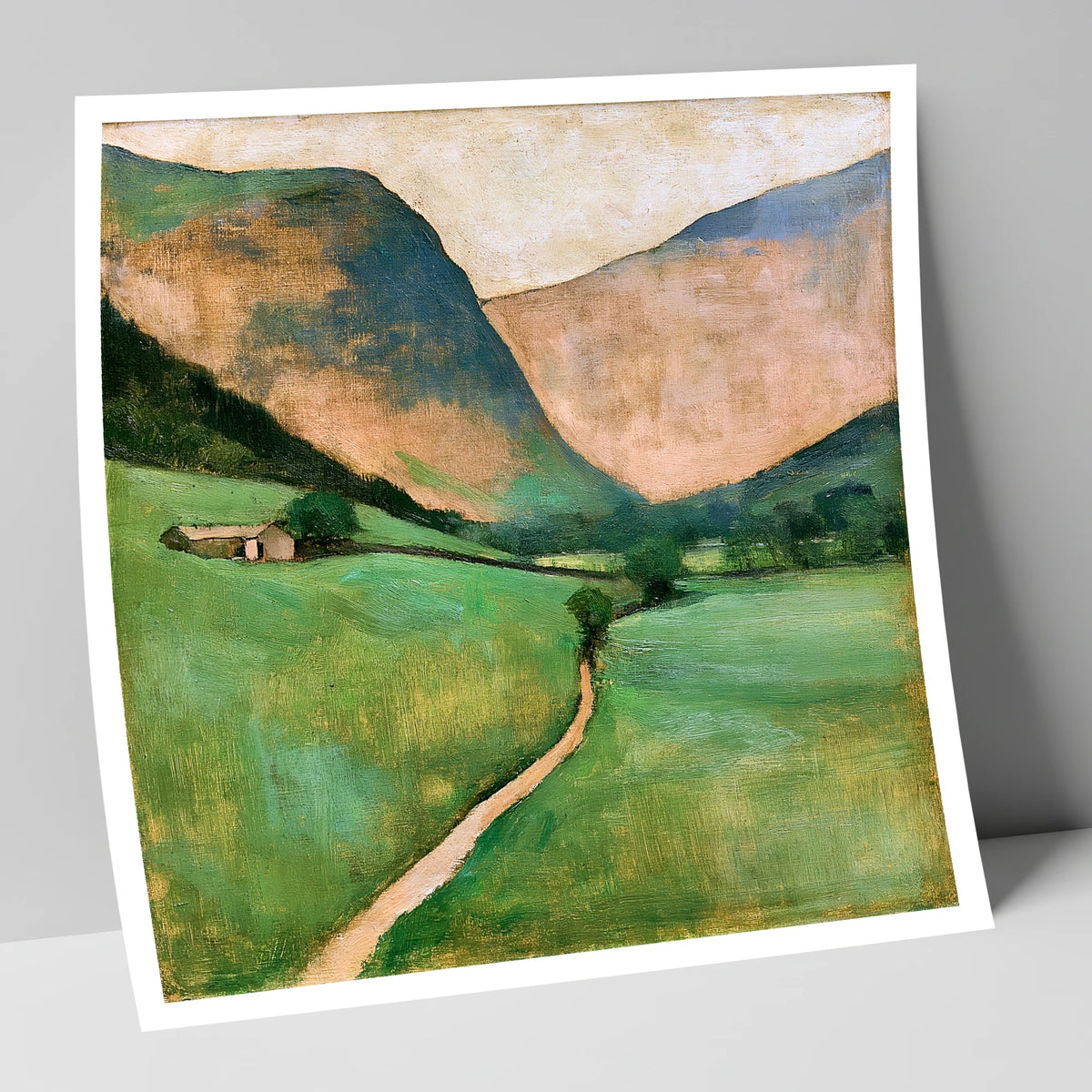 Green Valley Beneath Warm Fells lake district valley art print