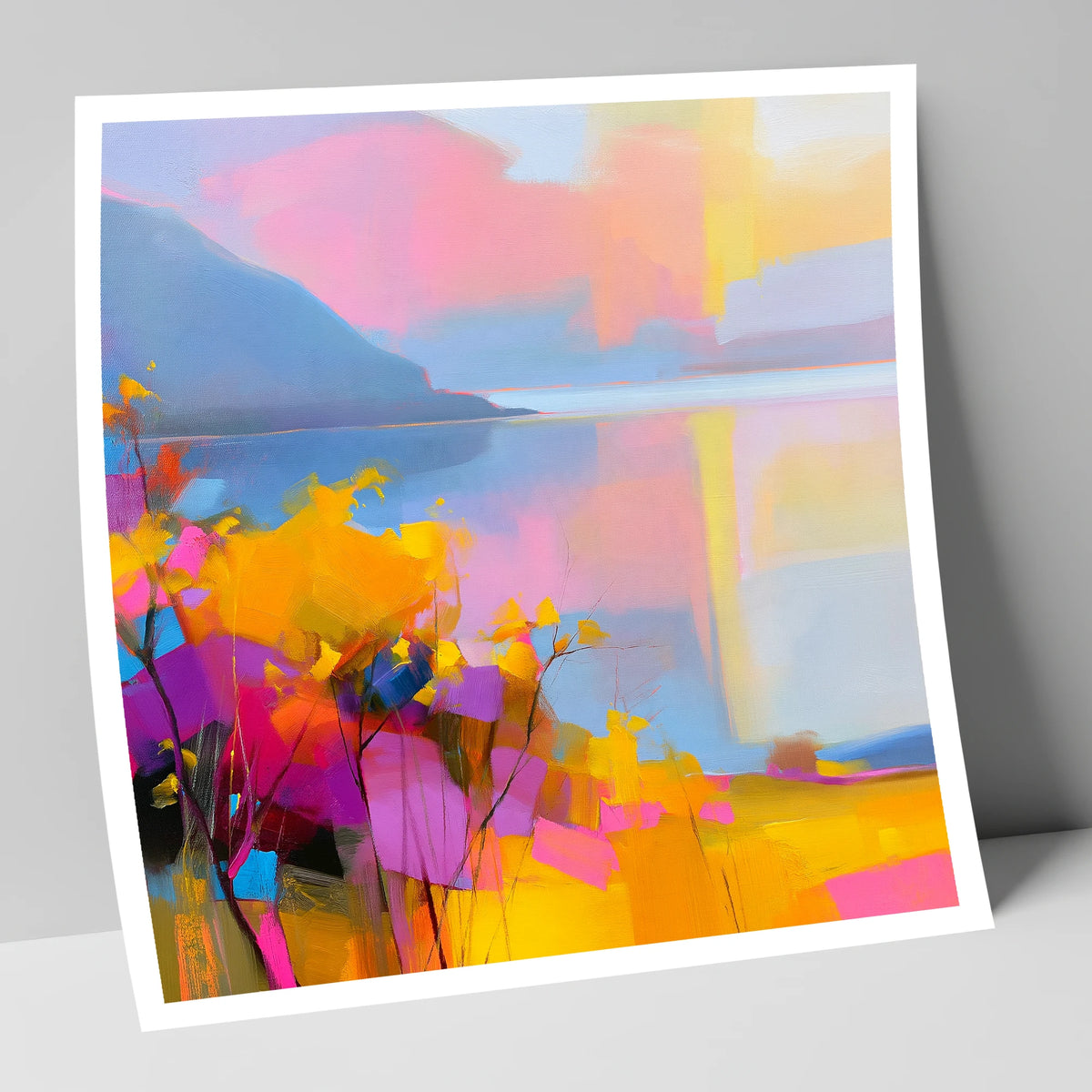Vibrant Gorse Above the Lake lake district wildflower art print