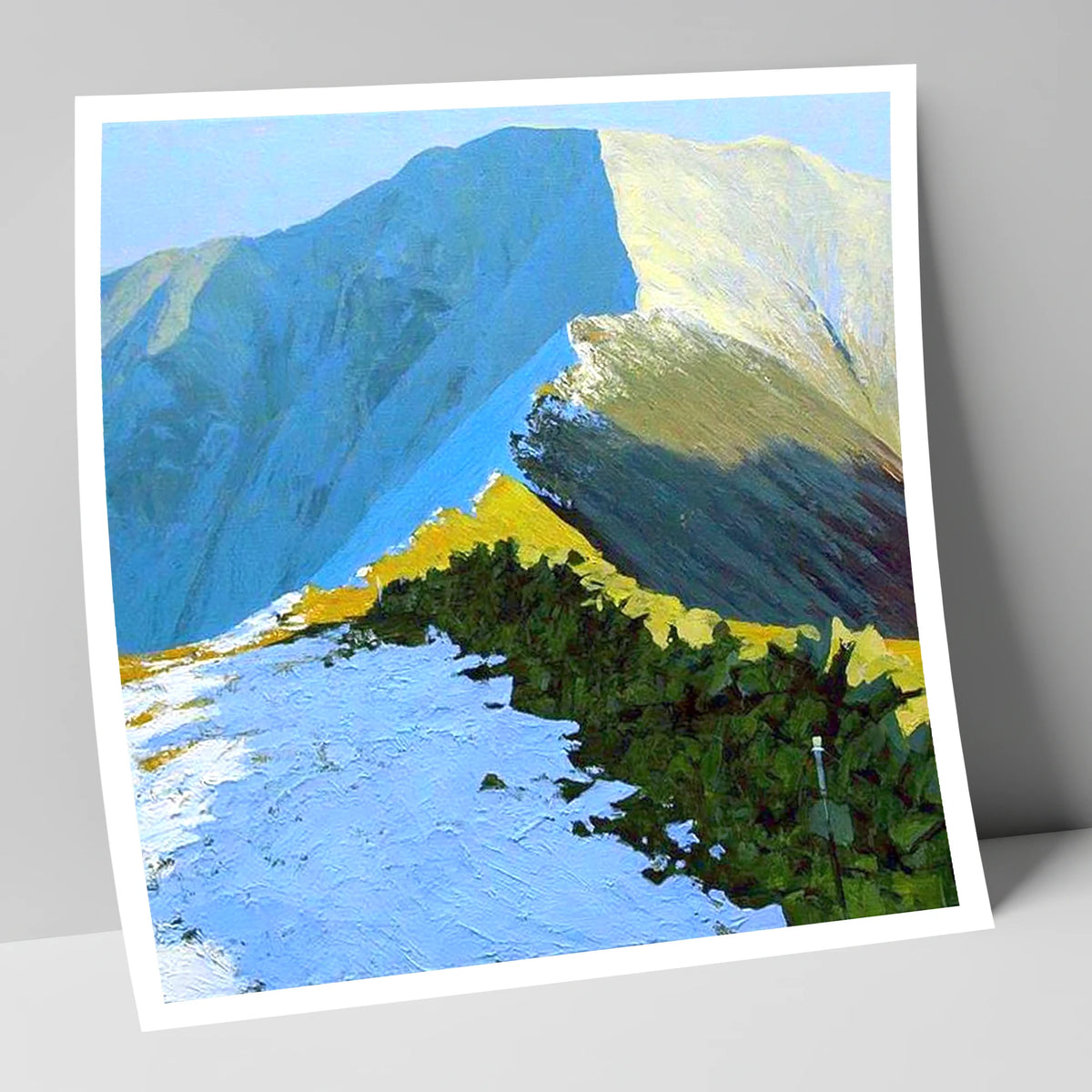 Sunlit Snow on Fairfield Ridge lake district fell art print