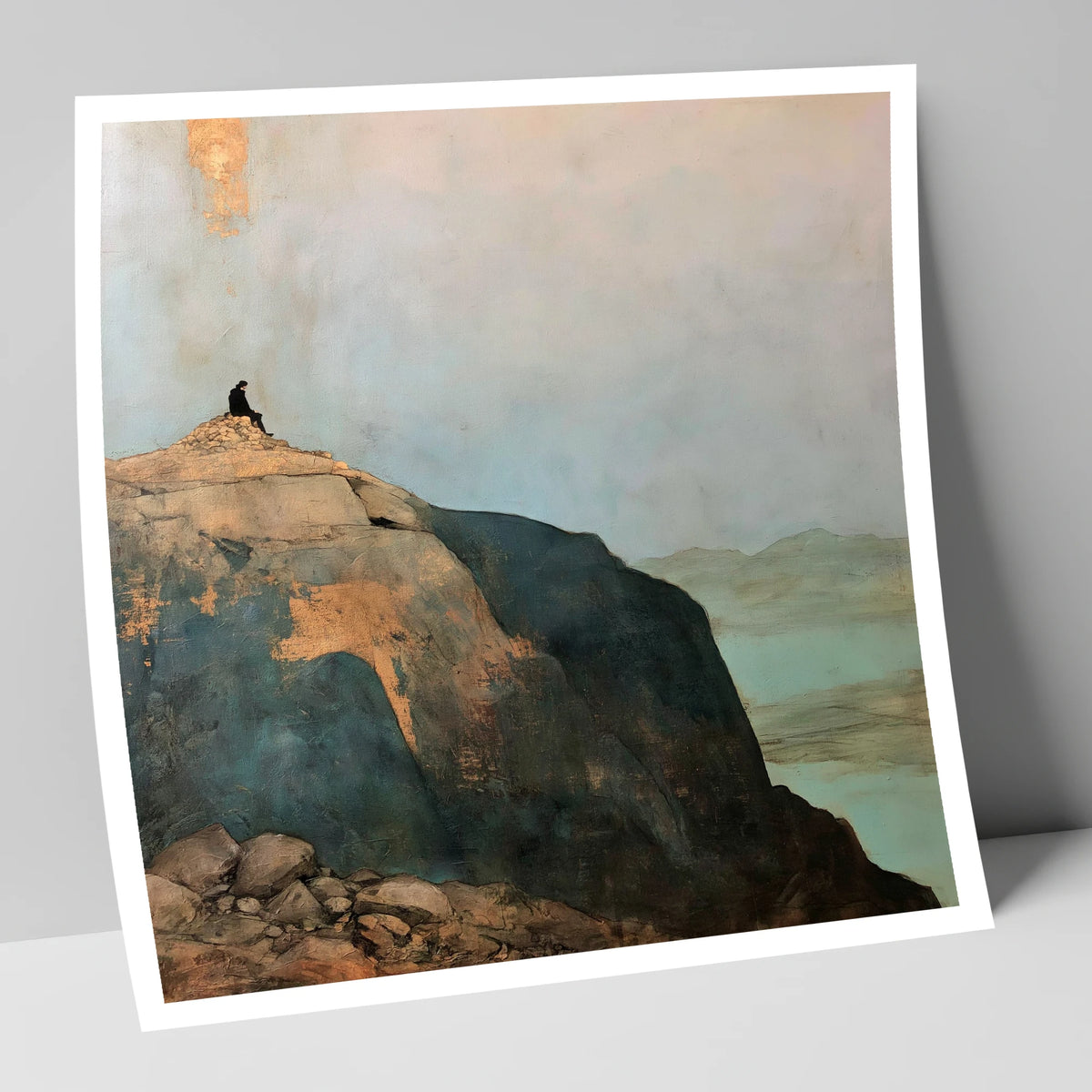 Silhouette on Scafell Pike Summit lake district fell art print