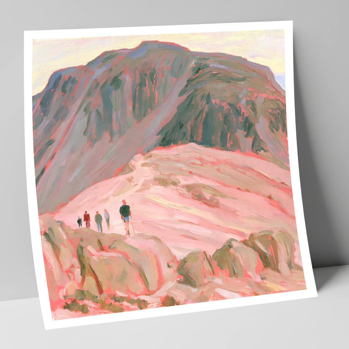 Fell Walkers in Pastel Pink lake district fell art print