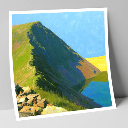 Sunlit Red Pike Ridge Ascent lake district fell art print