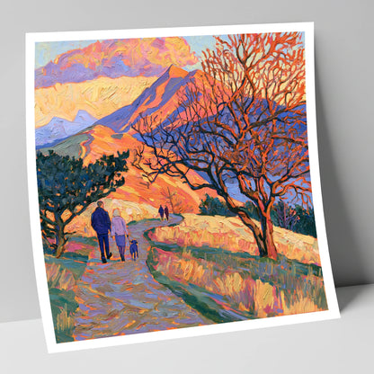 Sunset Dog Walk on Cat Bells gifts for dog walkers art print