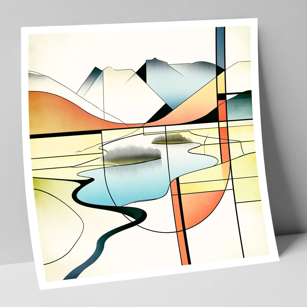 Abstract Geometric Elter Water lake district lake art print
