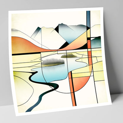 Abstract Geometric Elter Water lake district lake art print