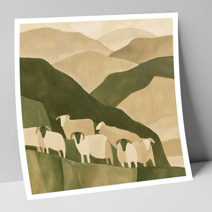 Herdwick Flock on Earthy Fells lake district wildlife art print