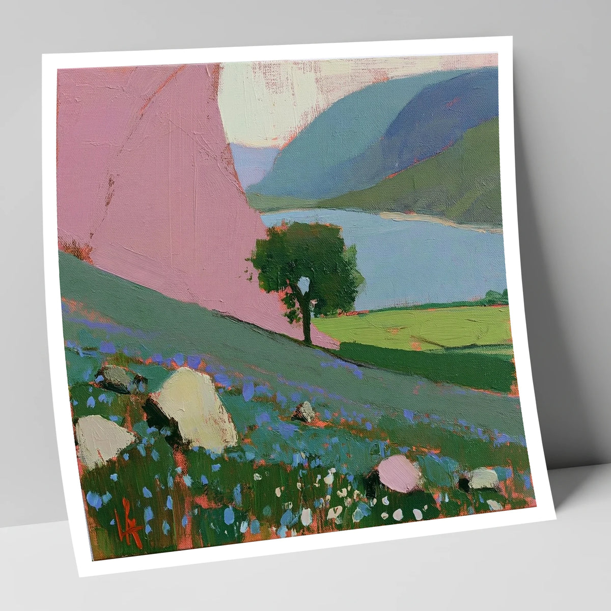 Pink Fellside Above Crummock Water lake district lake art print