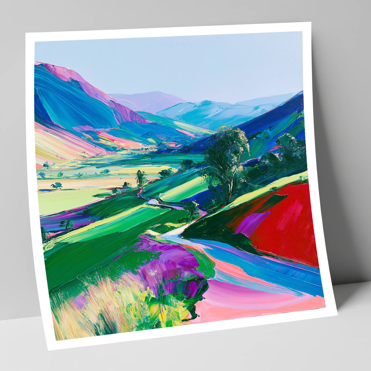 Vibrant Evening Light on Fells lake district sky art print