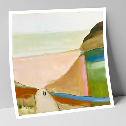 Walkers on a Bold Mountain Path lake district walking art print