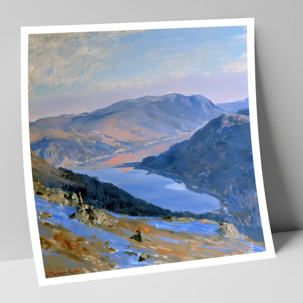 Sunlit Thirlmere from Western Fells lake district lake art print