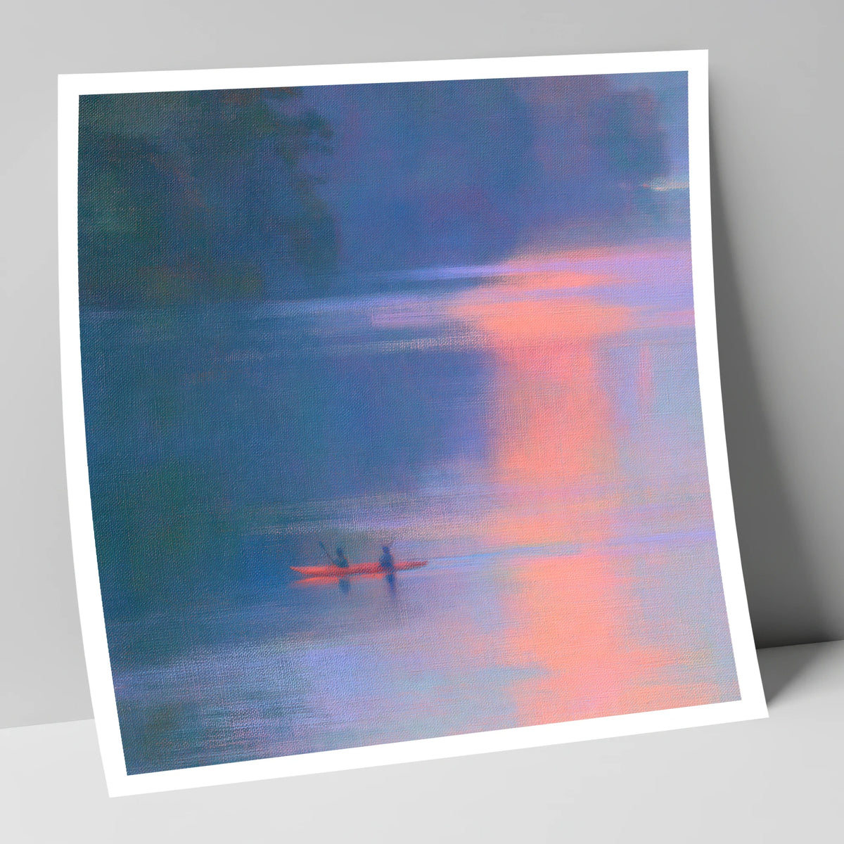 Lake Kayaking in Pink Evening Light lake district walking art print