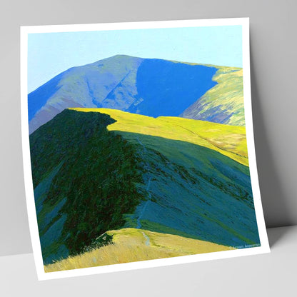 Great Rigg Sunlit Ridge Path lake district fell art print