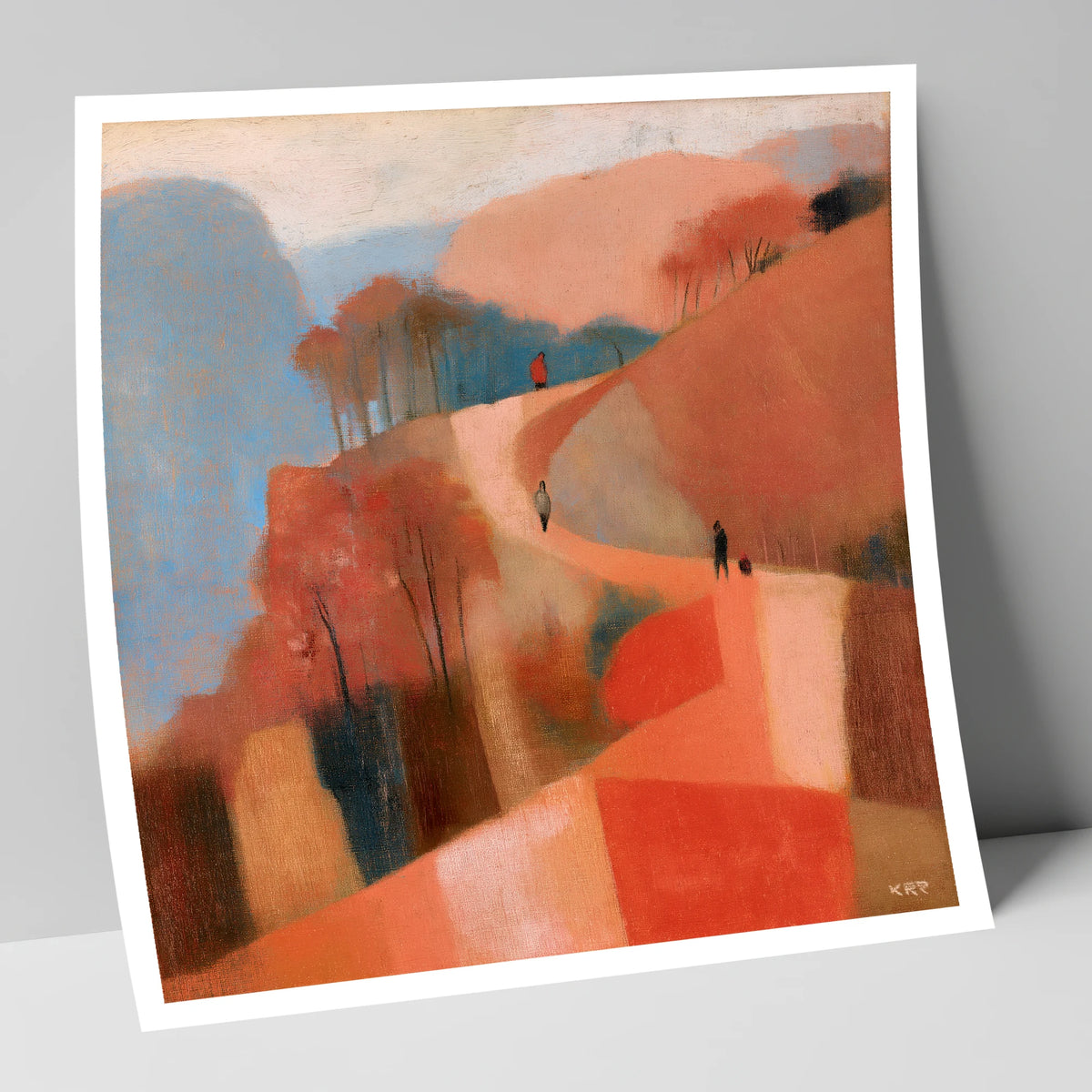 Terracotta Mountain Path Walkers lake district walking art print