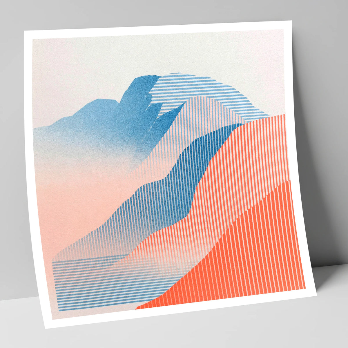 Geometric Scafell Pike in Coral lake district fell art print
