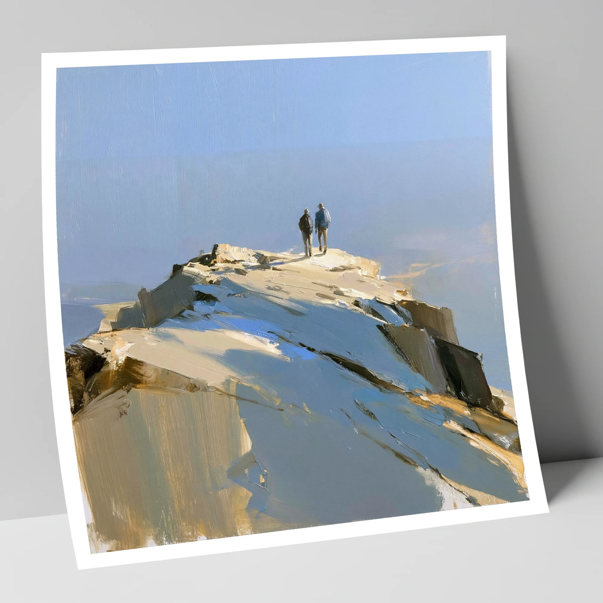 Hikers on the Sunlit Summit lake district fell art print