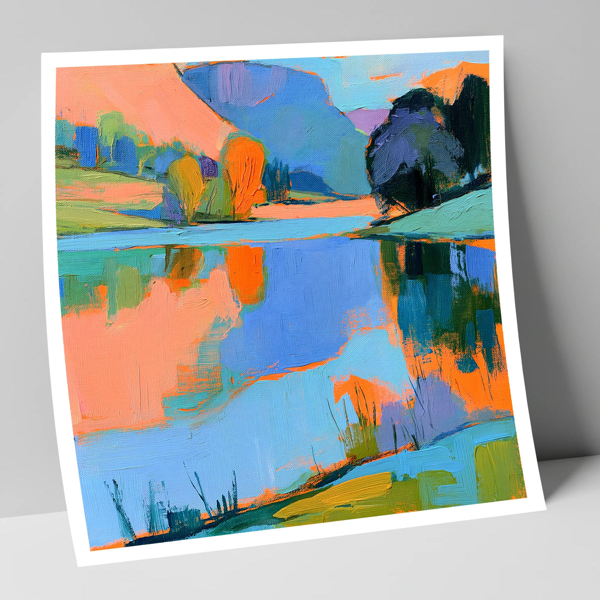 Vibrant Reflections on a Calm Lake lake district lake art print