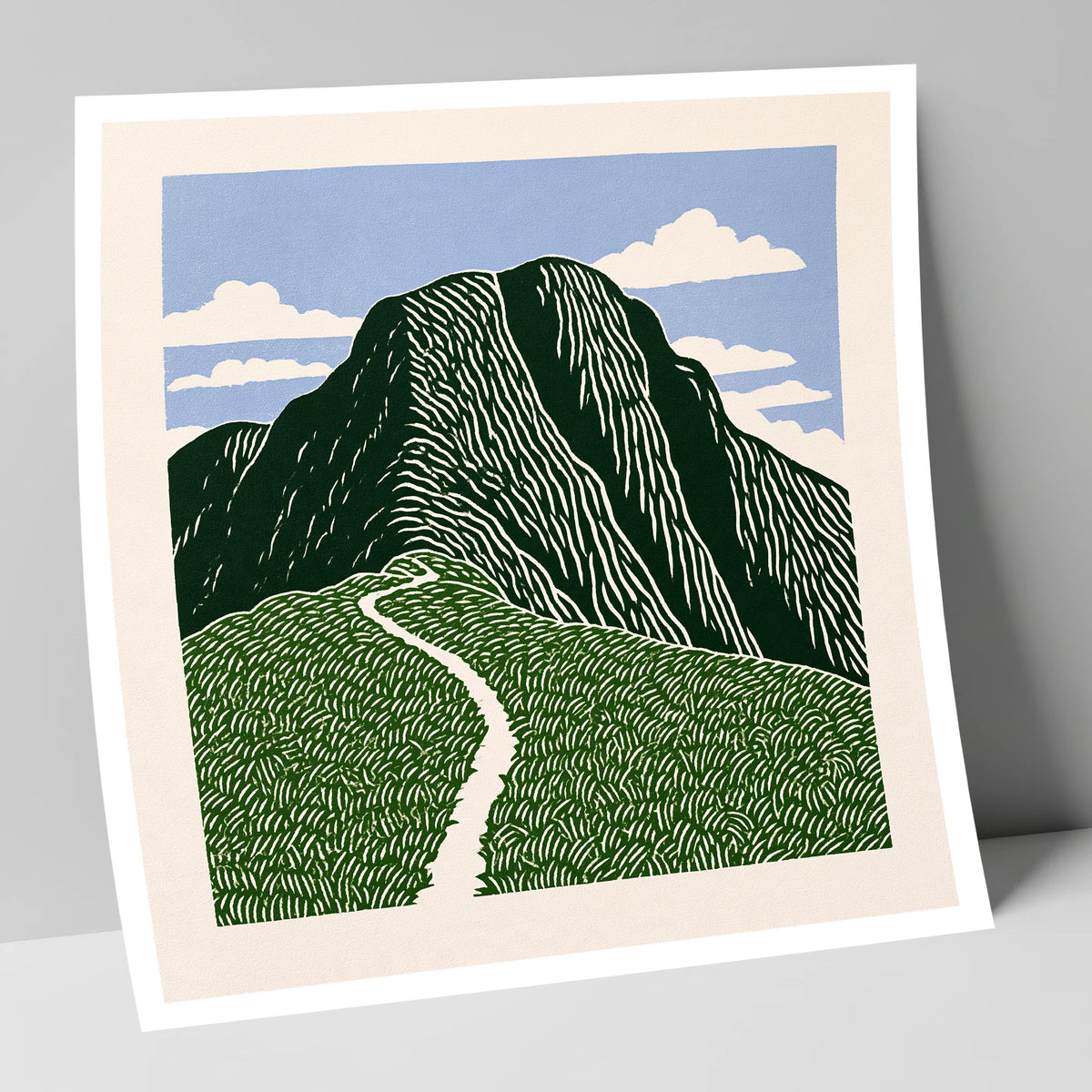 Graphic Scafell Pike Mountain Path lake district fell art print
