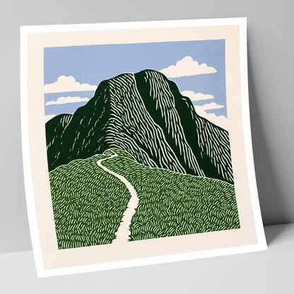 Graphic Scafell Pike Mountain Path lake district fell art print
