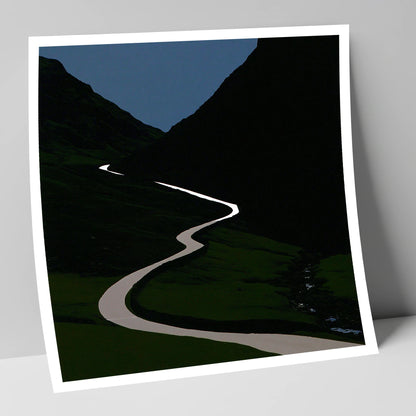 Twilight Winding Mountain Pass lake district valley art print