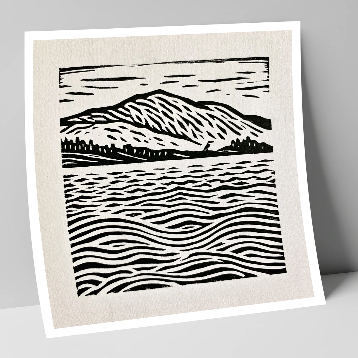 Coniston Water Monochrome Waves lake district lake art print