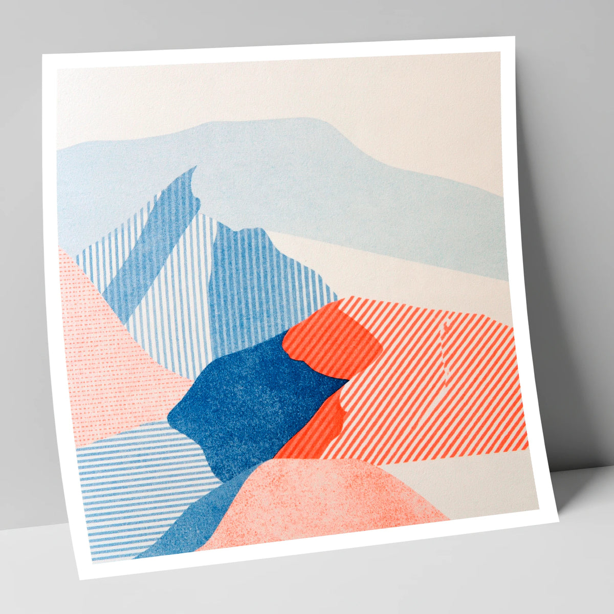 Abstract Skiddaw in Blue and Coral lake district fell art print