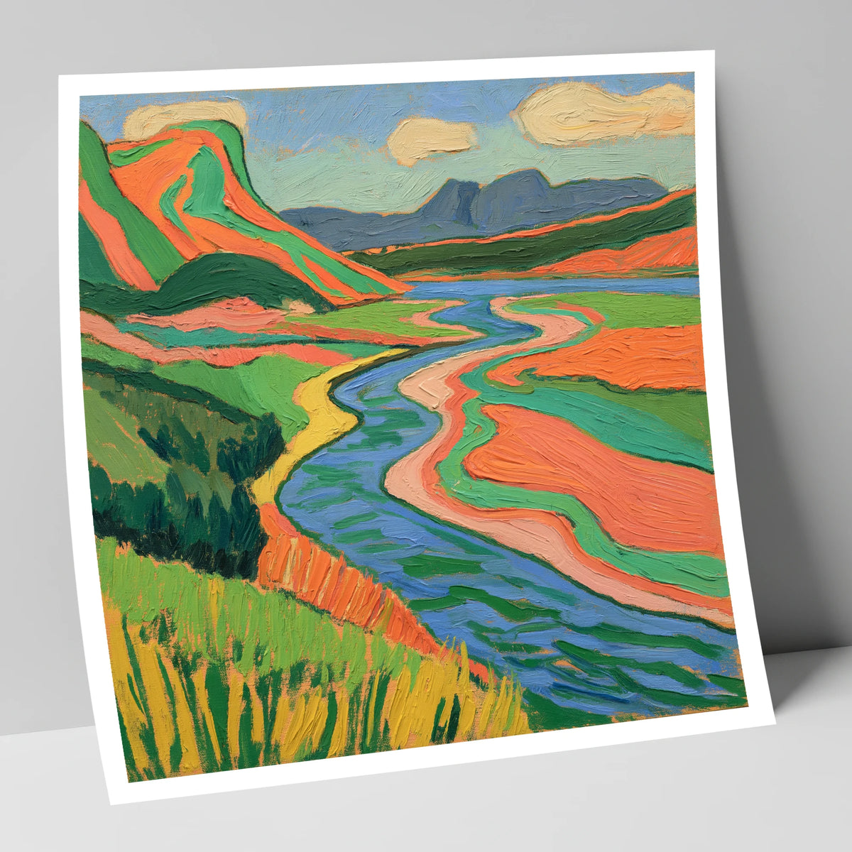 Bold Winding River and Fells lake district waterfall art print