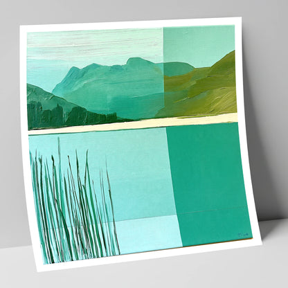 Teal Reeds at Elterwater lake district lake art print
