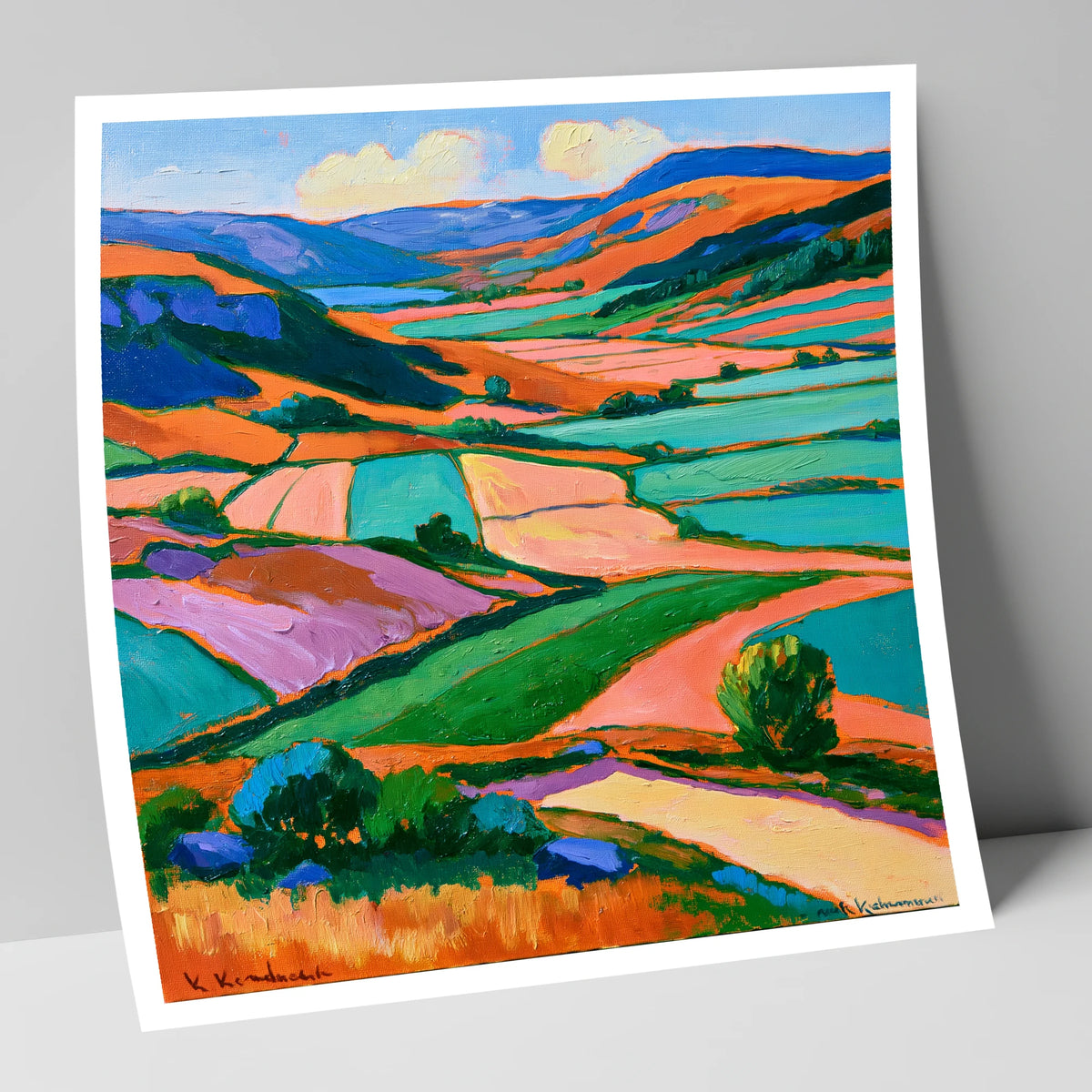 Vibrant Dale Patchwork Fields lake district valley art print
