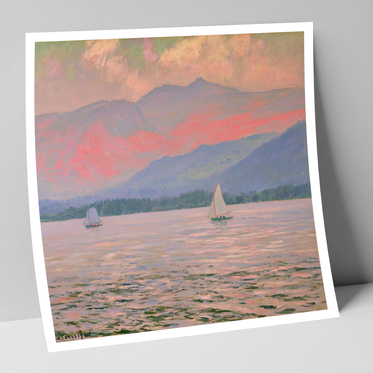 Windermere Sailboats In Rose Light lake district lake art print