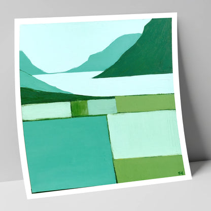 Wasdale Valley in Mint and Teal lake district valley art print