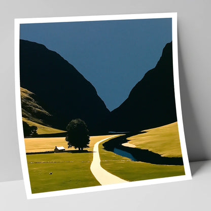River Winding Through Dark Fells lake district waterfall art print