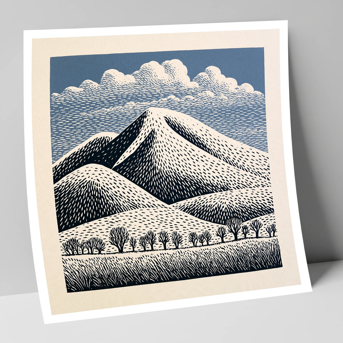 Skiddaw Mountain Beneath Patterned Clouds lake district fell art print
