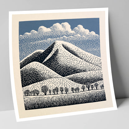 Skiddaw Mountain Beneath Patterned Clouds lake district fell art print
