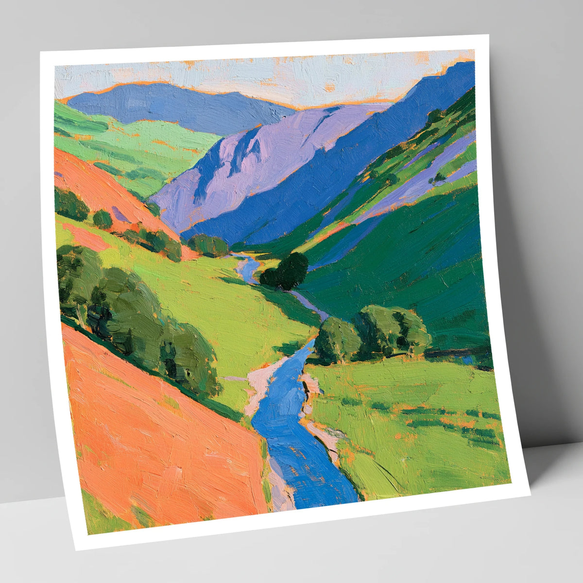 Cobalt River In Green Valley lake district valley art print
