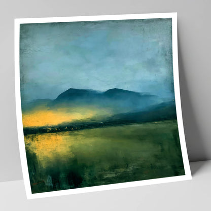 Golden Mist Below Dark Fells lake district sky art print