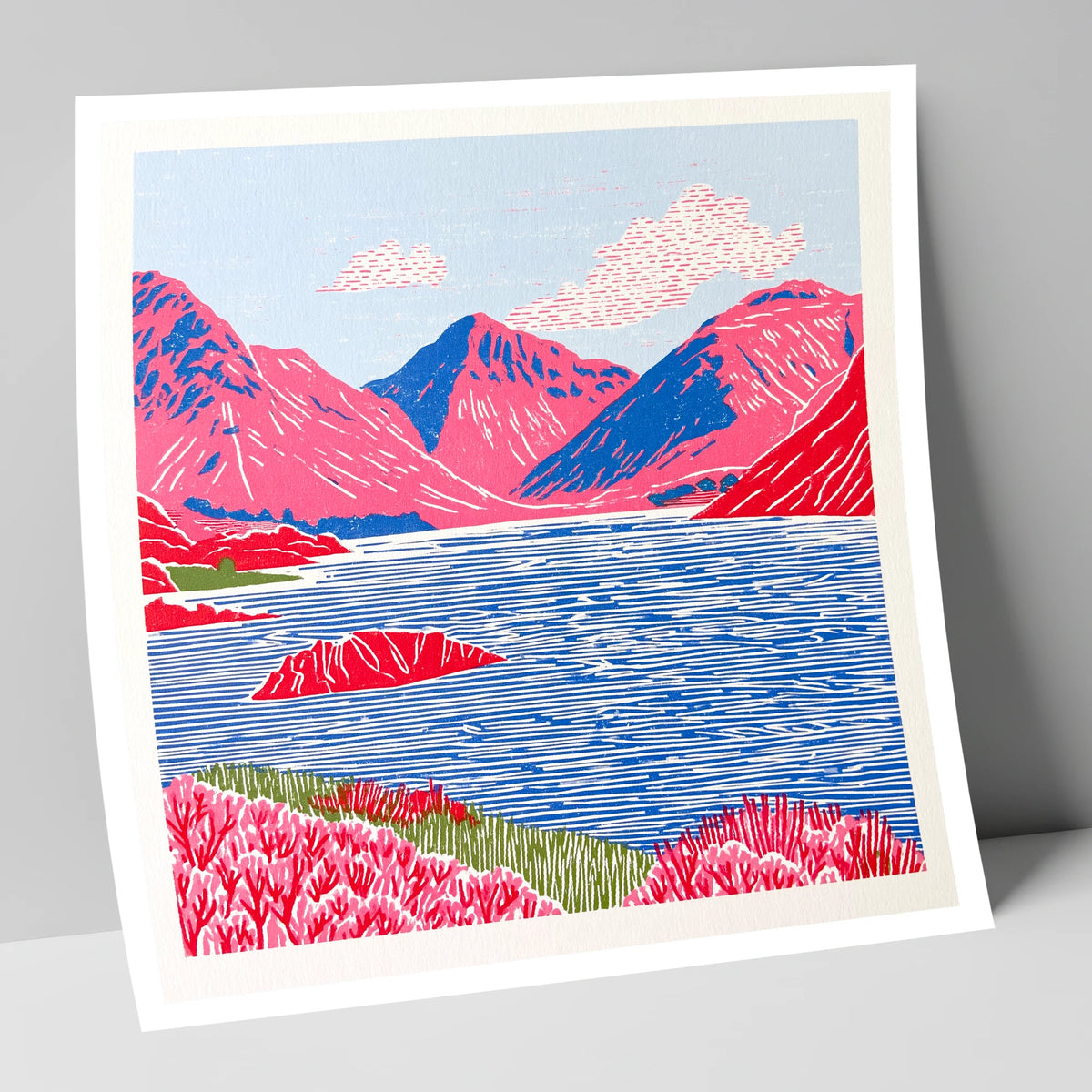 Vibrant Wasdale Fells and Lake lake district valley art print