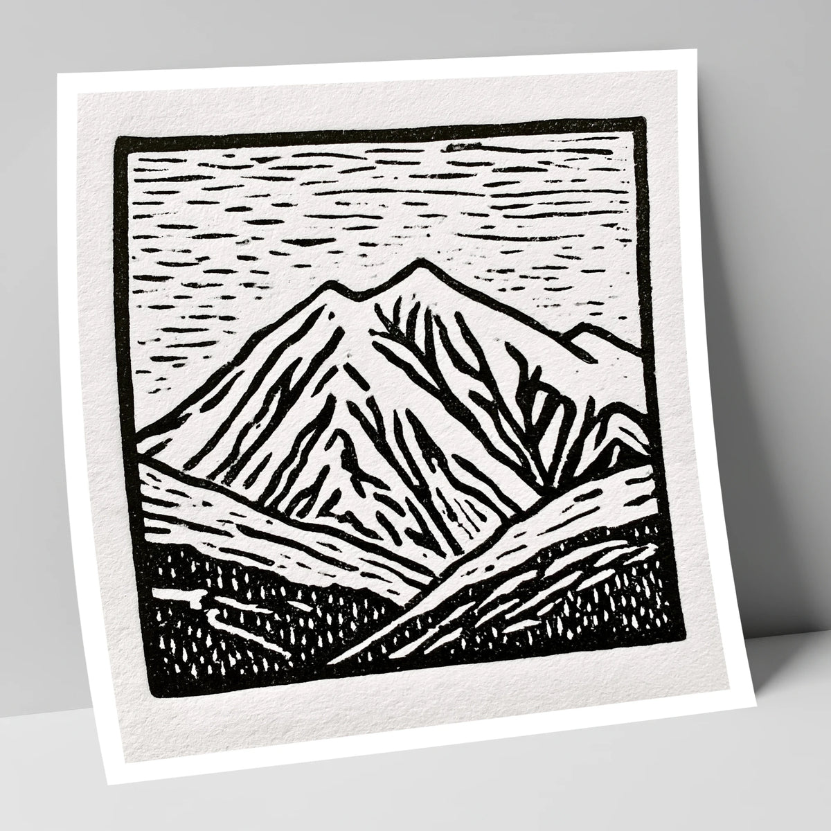 Skiddaw Peak in Graphic Monochrome lake district fell art print