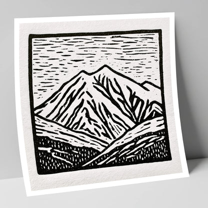 Skiddaw Peak in Graphic Monochrome lake district fell art print