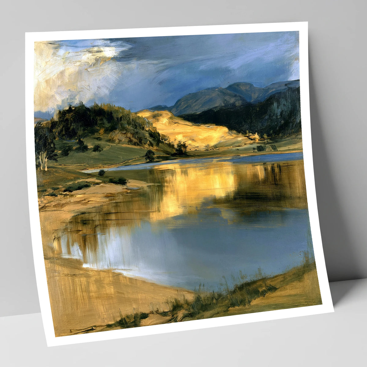 Lake Reflections in Golden Light lake district lake art print