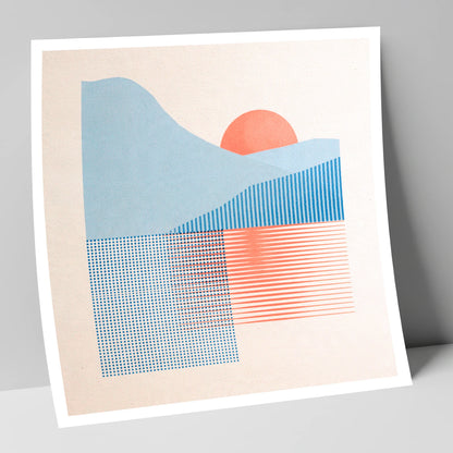Geometric Still Lake Dawn lake district lake art print