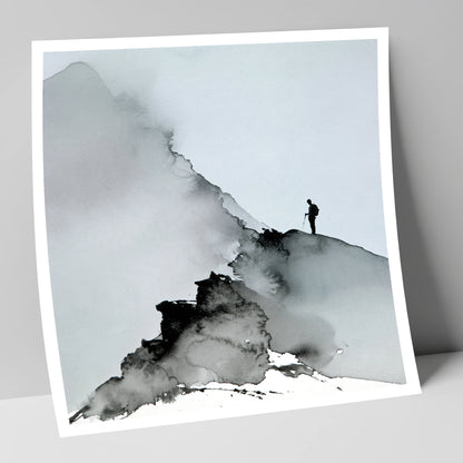 Striding Edge Walker Silhouette lake district walking art print