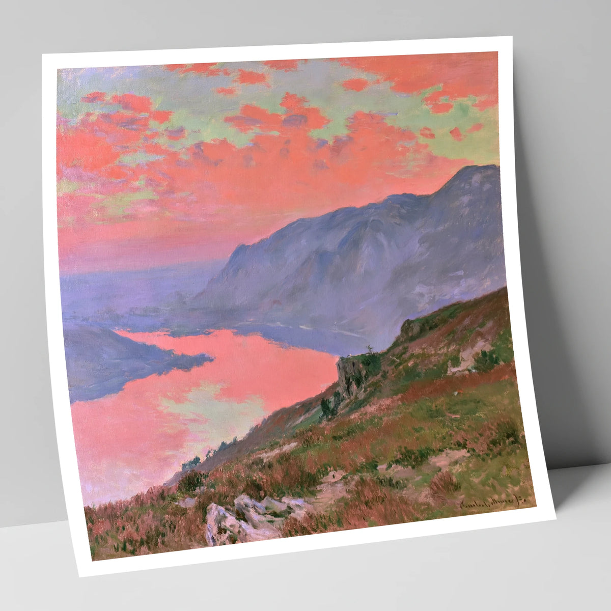 Summit View Under Coral Skies lake district fell art print